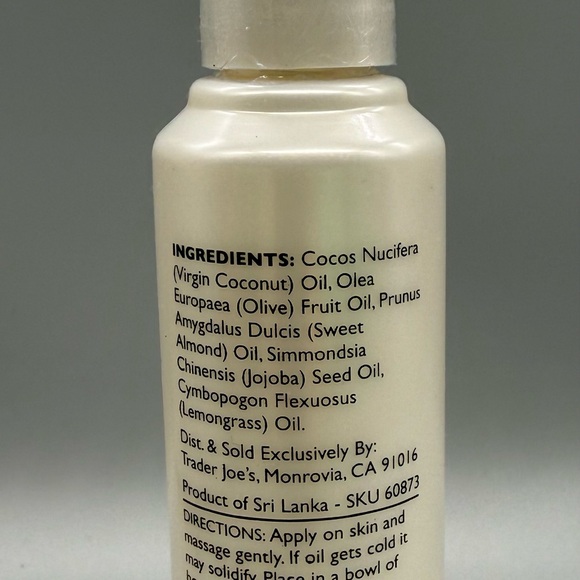 Trader Joe’s: Lemongrass Coconut Body Oil with Almond and Jojoba Oils/ NEW - Picture 2 of 2